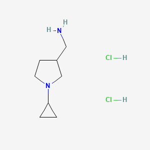 molecular formula C8H18Cl2N2 B1524797 [(1-cyclopropyl-3-pyrrolidinyl)methyl]amine dihydrochloride CAS No. 1609403-25-9