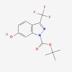 molecular formula C13H13F3N2O3 B15248134 tert-Butyl 6-hydroxy-3-(trifluoromethyl)-indazole-1-carboxylate 