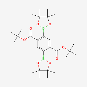 molecular formula C28H44B2O8 B15248167 Ditert-butyl 2,5-bis(4,4,5,5-tetramethyl-1,3,2-dioxaborolan-2-yl)benzene-1,4-dicarboxylate 