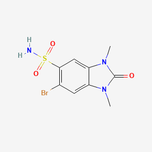 molecular formula C9H10BrN3O3S B1524822 6-bromo-1,3-dimethyl-2-oxo-2,3-dihydro-1H-1,3-benzodiazole-5-sulfonamide CAS No. 1354950-91-6