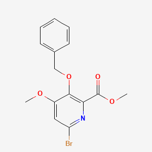 molecular formula C15H14BrNO4 B15248293 3-Benzyloxy-6-bromo-4-methoxy-pyridine-2-carboxylic acid methyl ester 