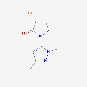 molecular formula C9H12BrN3O B1524833 3-bromo-1-(1,3-dimethyl-1H-pyrazol-5-yl)pyrrolidin-2-one CAS No. 1354952-65-0