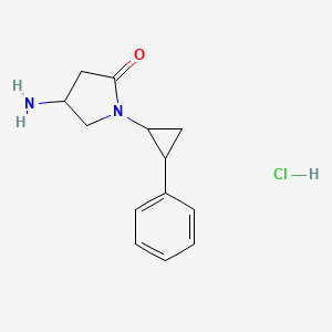 molecular formula C13H17ClN2O B1524836 4-Amino-1-(2-phenylcyclopropyl)pyrrolidin-2-one hydrochloride CAS No. 1354961-02-6