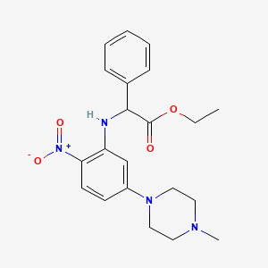molecular formula C21H26N4O4 B15248378 Ethyl 2-((5-(4-methylpiperazin-1-yl)-2-nitrophenyl)amino)-2-phenylacetate 