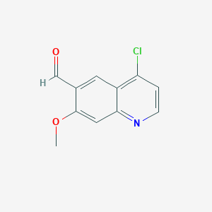 molecular formula C11H8ClNO2 B15248427 4-Chloro-7-methoxyquinoline-6-carbaldehyde 