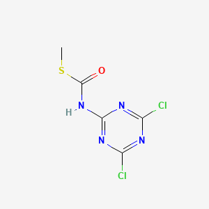molecular formula C5H4Cl2N4OS B15248574 S-Methyl (4,6-dichloro-1,3,5-triazin-2-yl)carbamothioate CAS No. 62798-07-6