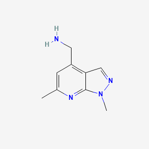 molecular formula C9H12N4 B15248626 (1,6-Dimethyl-1H-pyrazolo[3,4-b]pyridin-4-yl)methanamine 
