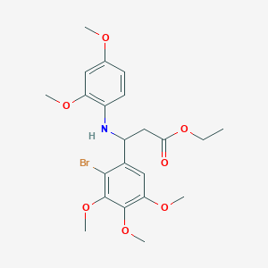 molecular formula C22H28BrNO7 B15248738 Ethyl 3-(2-bromo-3,4,5-trimethoxyphenyl)-3-(2,4-dimethoxyanilino)propanoate 