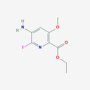 molecular formula C9H11IN2O3 B15249074 Ethyl5-amino-6-iodo-3-methoxypicolinate 