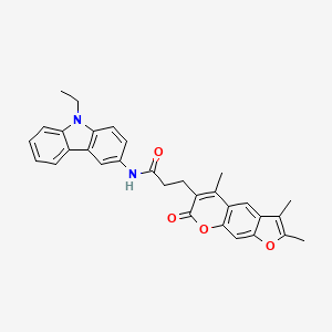 molecular formula C31H28N2O4 B15249168 N-(9-ethyl-9H-carbazol-3-yl)-3-(2,3,5-trimethyl-7-oxo-7H-furo[3,2-g]chromen-6-yl)propanamide 