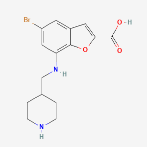 molecular formula C15H17BrN2O3 B1524943 5-Bromo-7-(piperidin-4-ylmethylamino)benzofuran-2-carboxylic acid CAS No. 1310356-06-9