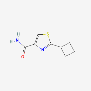 molecular formula C8H10N2OS B15249546 2-Cyclobutylthiazole-4-carboxamide 