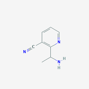 molecular formula C8H9N3 B15249611 2-(1-Aminoethyl)nicotinonitrile 
