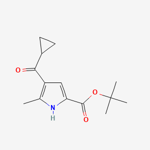 molecular formula C14H19NO3 B15249627 tert-Butyl4-(cyclopropanecarbonyl)-5-methyl-1H-pyrrole-2-carboxylate 