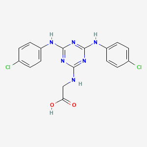 molecular formula C17H14Cl2N6O2 B15249728 N-[4,6-Bis(4-chloroanilino)-1,3,5-triazin-2-yl]glycine CAS No. 62751-91-1