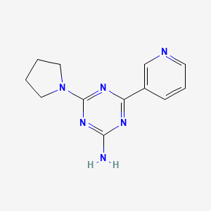 molecular formula C12H14N6 B15249754 s-Triazine, 2-amino-4-(3-pyridyl)-6-(1-pyrrolidinyl)- CAS No. 32664-45-2