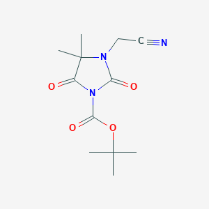 molecular formula C12H17N3O4 B1524976 Tert-butyl 3-(cyanomethyl)-4,4-dimethyl-2,5-dioxoimidazolidine-1-carboxylate CAS No. 1306604-83-0