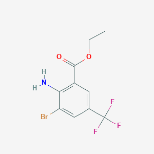 molecular formula C10H9BrF3NO2 B15249830 Ethyl 2-amino-3-bromo-5-(trifluoromethyl)benzoate 