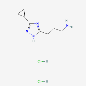 molecular formula C8H16Cl2N4 B1524985 3-(3-cyclopropyl-1H-1,2,4-triazol-5-yl)propan-1-amine dihydrochloride CAS No. 1311315-75-9
