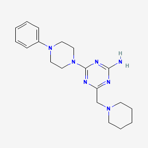 molecular formula C19H27N7 B15249949 s-Triazine, 2-amino-4-(4-phenyl-1-piperazinyl)-6-(piperidinomethyl)- CAS No. 21868-42-8