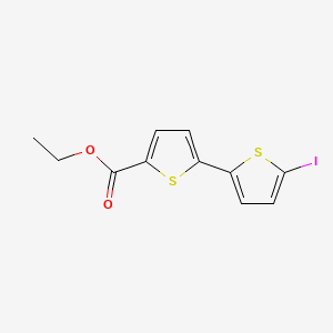 molecular formula C11H9IO2S2 B15249976 (2,2'-Bithiophene)-5-carboxylic acid, 5'-iodo-, ethyl ester CAS No. 105125-03-9
