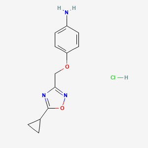 molecular formula C12H14ClN3O2 B1524999 4-[(5-Cyclopropyl-1,2,4-oxadiazol-3-yl)methoxy]aniline hydrochloride CAS No. 1311316-40-1