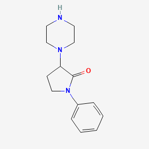 molecular formula C14H19N3O B1525001 1-Phenyl-3-(piperazin-1-yl)pyrrolidin-2-one CAS No. 1280290-03-0