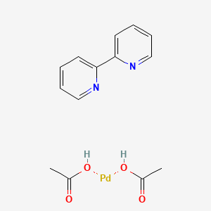 molecular formula C14H16N2O4Pd B15250030 Diacetato(2,2'-bipyridine)palladium(II) 