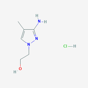 molecular formula C6H12ClN3O B1525015 2-(3-amino-4-methyl-1H-pyrazol-1-yl)ethan-1-ol hydrochloride CAS No. 1311314-01-8