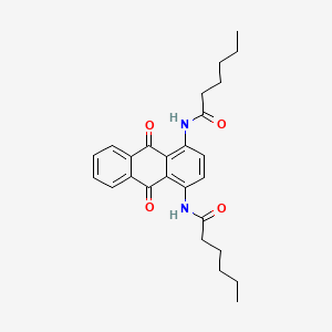 molecular formula C26H30N2O4 B15250201 N,N'-(9,10-Dioxo-9,10-dihydroanthracene-1,4-diyl)dihexanamide CAS No. 85832-58-2