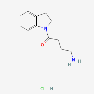 molecular formula C12H17ClN2O B1525037 4-amino-1-(2,3-dihydro-1H-indol-1-yl)butan-1-one hydrochloride CAS No. 1311314-84-7