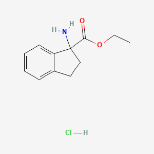 molecular formula C12H16ClNO2 B1525043 ethyl 1-amino-2,3-dihydro-1H-indene-1-carboxylate hydrochloride CAS No. 1306606-03-0
