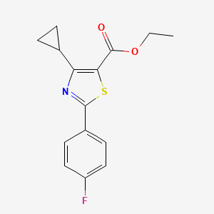 molecular formula C15H14FNO2S B15250434 Ethyl 4-cyclopropyl-2-(4-fluorophenyl)thiazole-5-carboxylate 