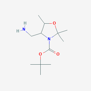 molecular formula C12H24N2O3 B1525047 Tert-butyl 4-(aminomethyl)-2,2,5-trimethyl-1,3-oxazolidine-3-carboxylate CAS No. 1315365-56-0