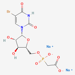 molecular formula C11H12BrN2Na2O10P B15250486 disodium;2-[[(2R,3S,4S,5R)-5-(5-bromo-2,4-dioxopyrimidin-1-yl)-3,4-dihydroxyoxolan-2-yl]methoxy-oxidophosphoryl]acetate 