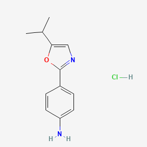 molecular formula C12H15ClN2O B1525071 4-[5-(丙烷-2-基)-1,3-恶唑-2-基]苯胺盐酸盐 CAS No. 1315366-06-3