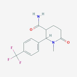 molecular formula C14H15F3N2O2 B1525082 1-Methyl-6-oxo-2-[4-(trifluoromethyl)phenyl]piperidine-3-carboxamide CAS No. 1315368-57-0