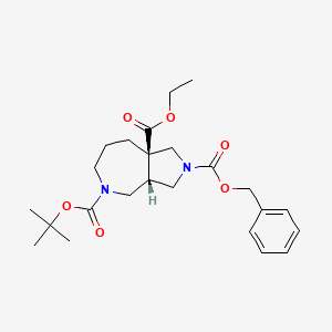 molecular formula C24H34N2O6 B15250983 2-O-benzyl 5-O-tert-butyl 8a-O-ethyl (3aS,8aR)-3,3a,4,6,7,8-hexahydro-1H-pyrrolo[3,4-c]azepine-2,5,8a-tricarboxylate 