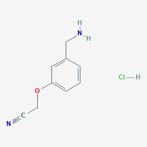 molecular formula C9H11ClN2O B1525101 2-[3-(Aminomethyl)phenoxy]acetonitrile hydrochloride CAS No. 1306603-16-6