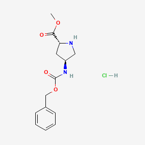 molecular formula C14H19ClN2O4 B15251154 Methyl (2R,4S)-4-Cbz-aminopyrrolidine-2-carboxylate hydrochloride 