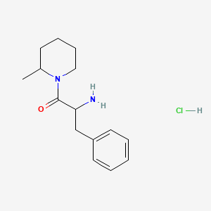 molecular formula C15H23ClN2O B1525126 2-Amino-1-(2-methyl-1-piperidinyl)-3-phenyl-1-propanone hydrochloride CAS No. 1236267-51-8