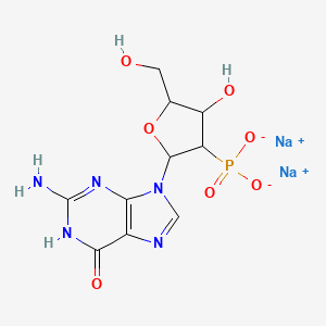molecular formula C10H12N5Na2O7P B15251296 Sodium (2-(2-amino-6-oxo-1H-purin-9(6H)-yl)-4-hydroxy-5-(hydroxymethyl)tetrahydrofuran-3-yl)phosphonate CAS No. 308134-31-8