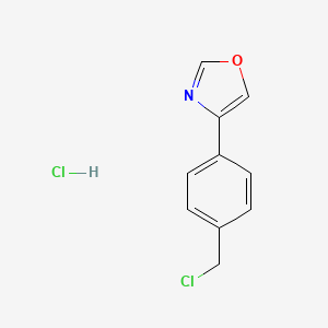molecular formula C10H9Cl2NO B15251380 4-(4-(Chloromethyl)phenyl)oxazole hydrochloride 