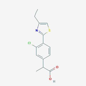 molecular formula C14H14ClNO2S B152516 2-[4-(4-Ethylthiazol-2-yl)-3-chlorophenyl]propanoic acid CAS No. 138568-79-3
