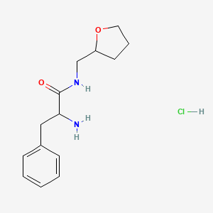 molecular formula C14H21ClN2O2 B1525185 2-Amino-3-phenyl-N-(tetrahydro-2-furanylmethyl)-propanamide hydrochloride CAS No. 1236267-68-7