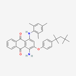 molecular formula C37H40N2O3 B15251933 9,10-Anthracenedione, 1-amino-2-[4-(1,1,3,3-tetramethylbutyl)phenoxy]-4-[(2,4,6-trimethylphenyl)amino]- CAS No. 71701-33-2