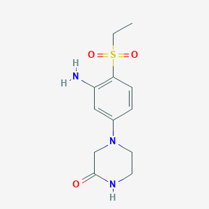 molecular formula C12H17N3O3S B1525204 4-[3-Amino-4-(ethylsulfonyl)phenyl]-2-piperazinone CAS No. 1220029-09-3