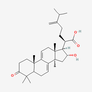 molecular formula C31H46O4 B15252044 (2R)-2-[(10S,13R,14R,16R,17R)-16-hydroxy-4,4,10,13,14-pentamethyl-3-oxo-1,2,5,6,12,15,16,17-octahydrocyclopenta[a]phenanthren-17-yl]-6-methyl-5-methylideneheptanoic acid 
