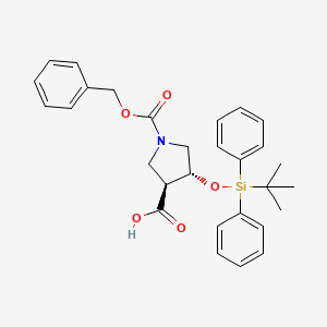 molecular formula C29H33NO5Si B15252164 trans-1-(Benzyloxycarbonyl)-4-(tert-butyldiphenylsilyloxy)pyrrolidine-3-carboxylic acid 