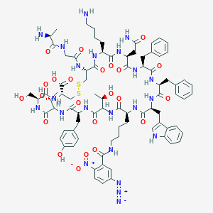 molecular formula C83H106N22O23S2 B152523 Somatostatin, azidonitrobenzoyl-lys(9)-iodo-tyr(11)- CAS No. 130772-41-7